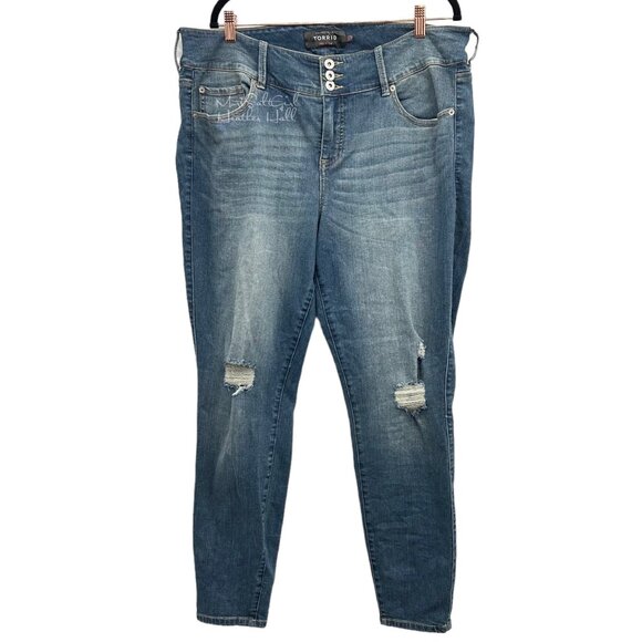 Torrid Premium Three-Button Distressed Jegging Jeans Size 20 - Picture 1 of 6